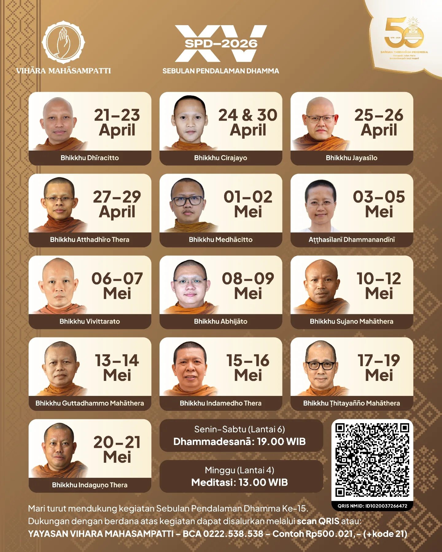Gambar acara Sebulan Pendalaman Dhamma (SPD) XV 2026
