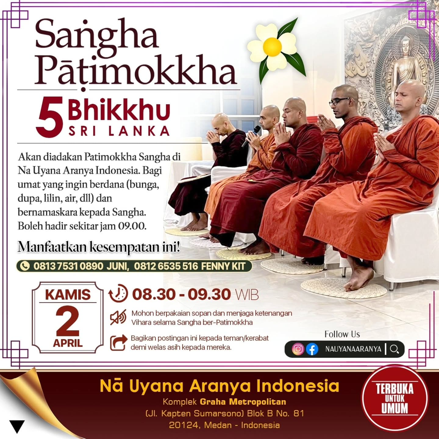 Gambar acara Sangha Patimokkha bersama 5 Bhikkhu Sri Lanka