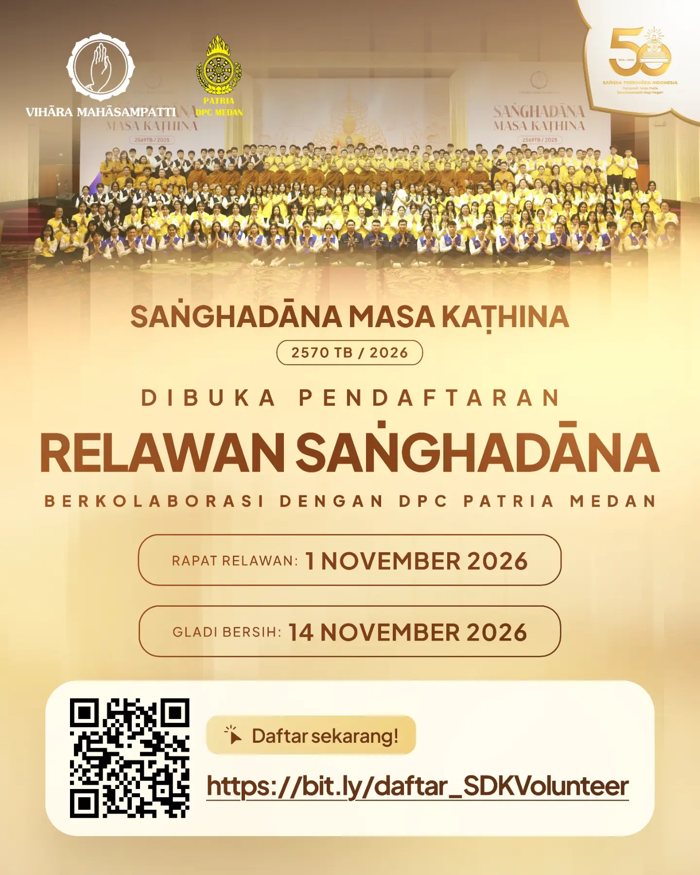 Gambar acara Pendaftaran Relawan Saṅghadāna Masa Kaṭhina 2570 TB/2026