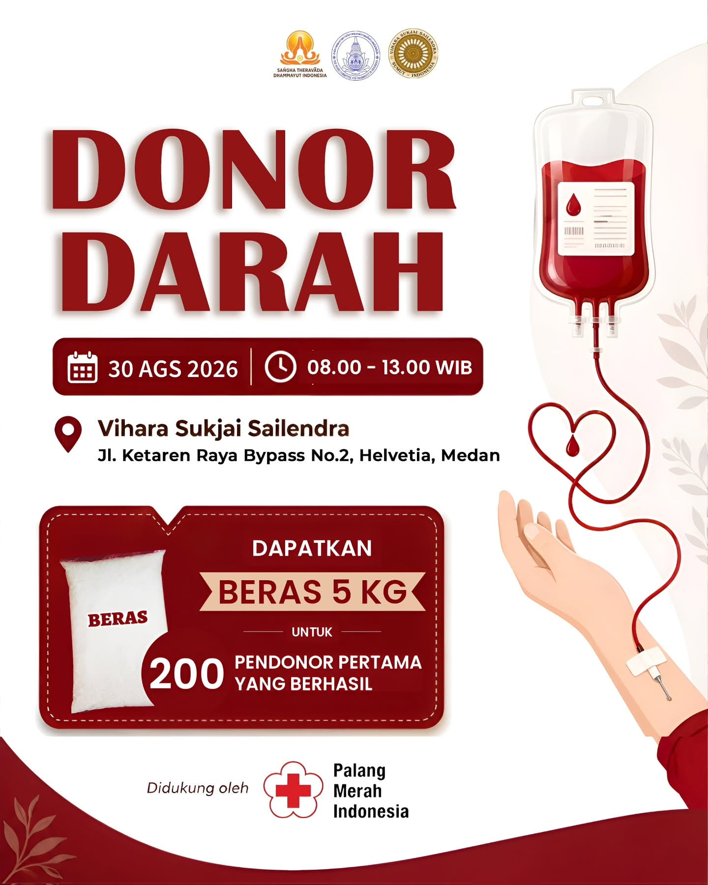 Gambar acara Donor Darah di Vihara Sukjai Sailendra