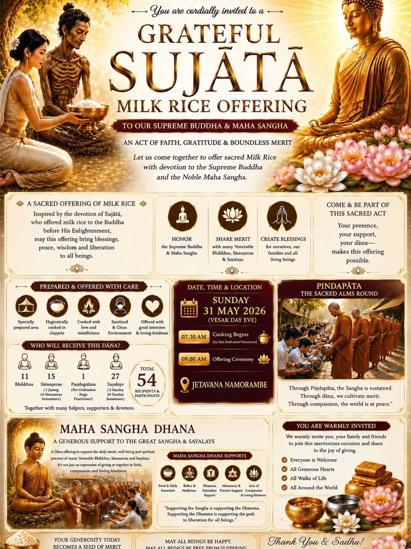 Gambar acara Persembahan Nasi Susu Sujātā (Malam Waisak)