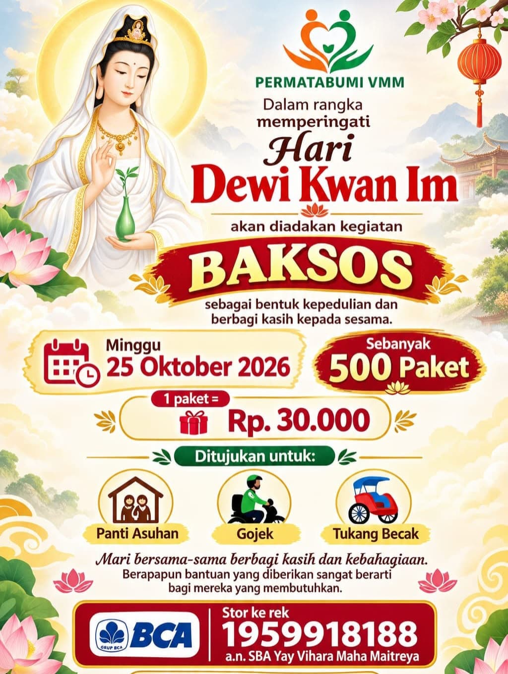Gambar acara Baksos Hari Dewi Kwan Im: Berbagi Kasih, Menebar Kebahagiaan