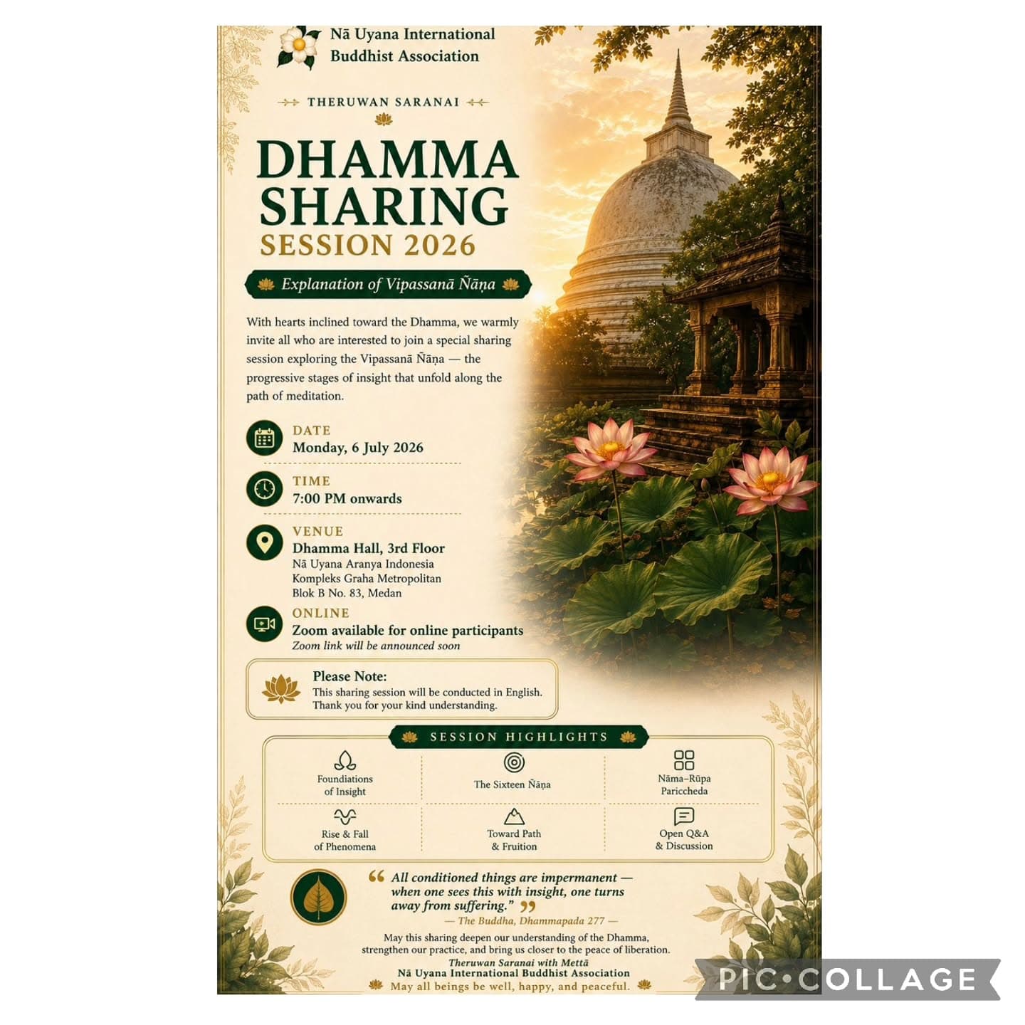Gambar acara Dhamma Sharing Session 2026: Vipassanā Ñāṇa