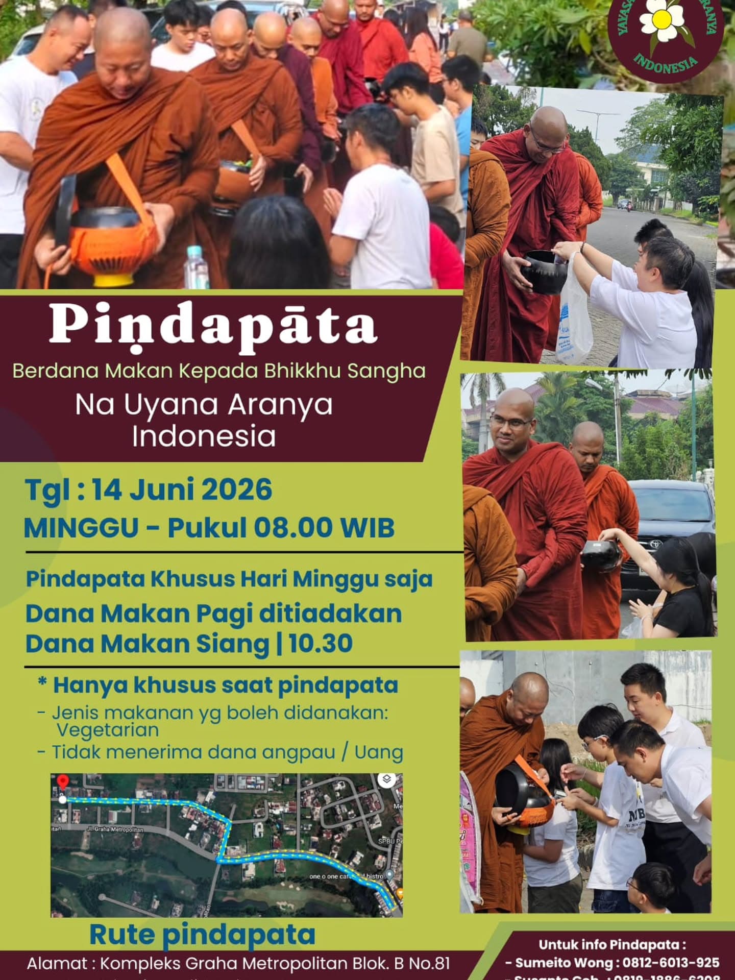 Gambar acara Pindapāta 14 Juni 2026