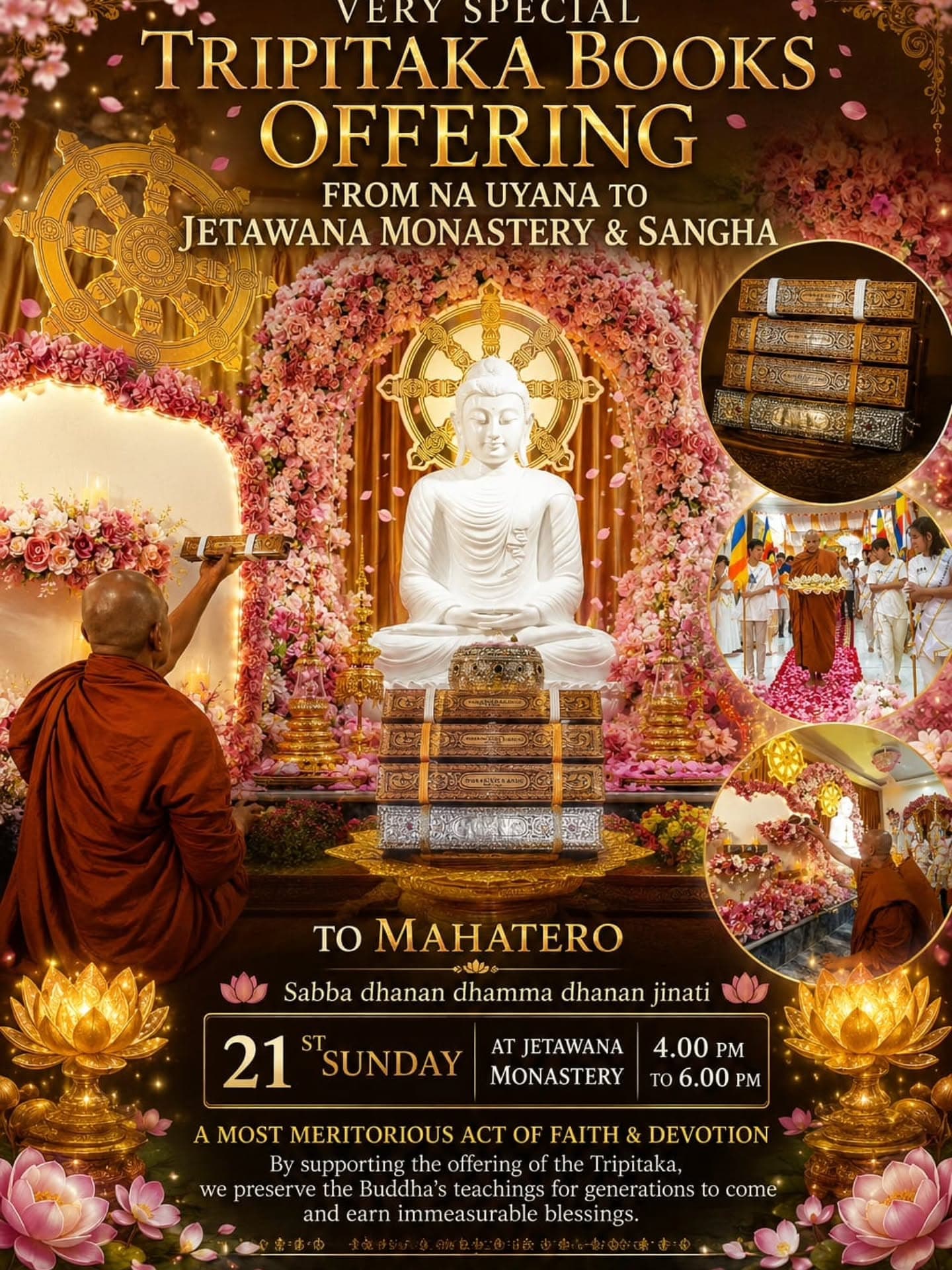 Gambar acara Persembahan Kitab Tipitaka dari Nā Uyana ke Jetavana Monastery dan Sangha