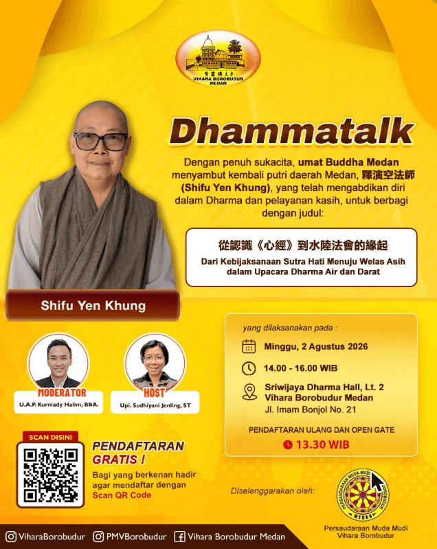 Gambar acara Dhammatalk: "Dari Kebijaksanaan Sutra Hati Menuju Welas Asih dalam Upacara Dharma Air dan Darat"