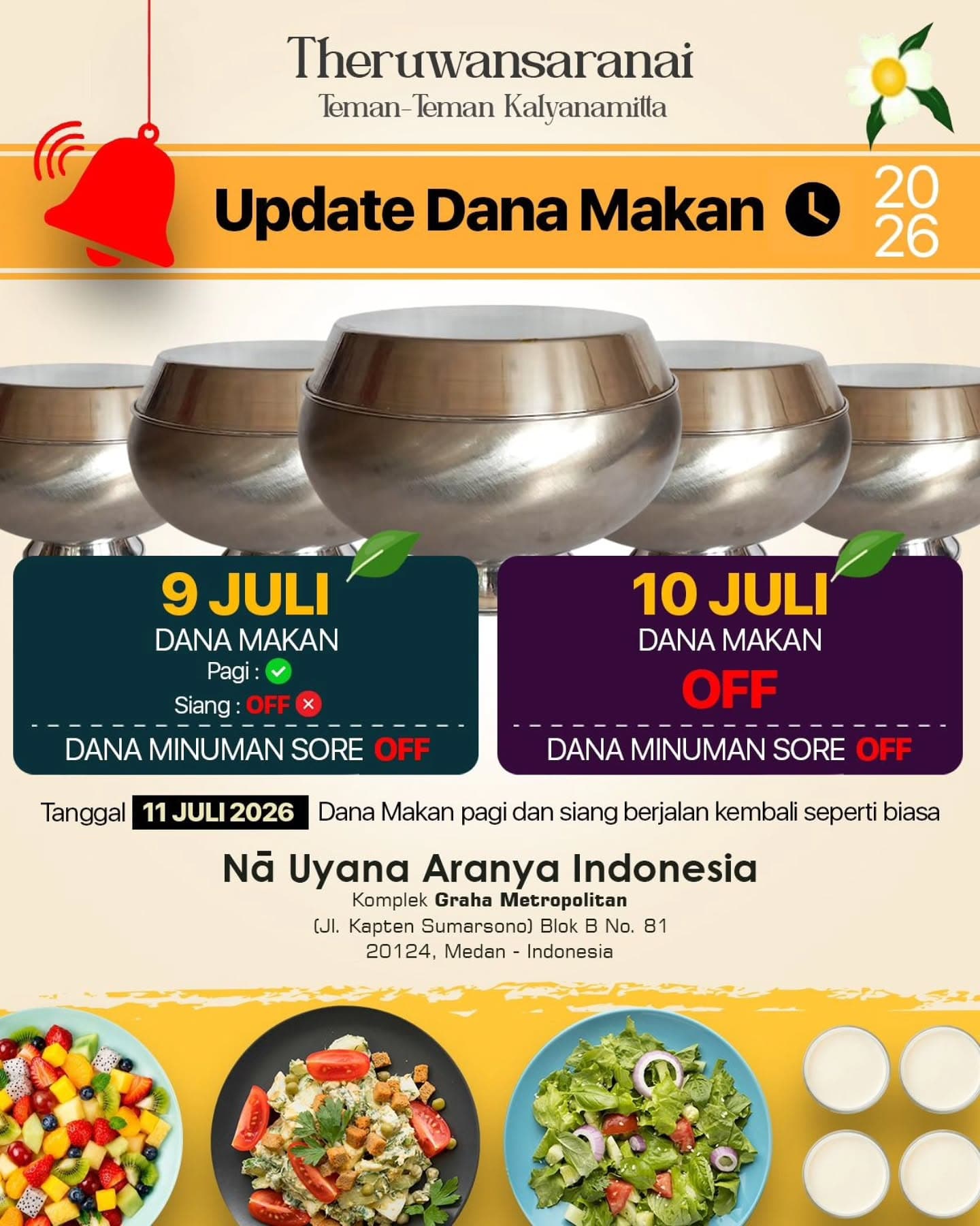 Gambar pengumuman: Perubahan Jadwal Dana Makan 9-11 Juli 2026